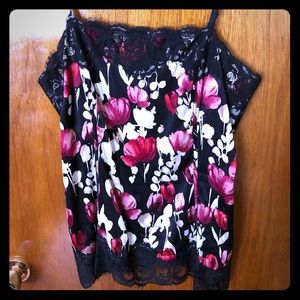 White House Black Market Satin Cami with Lace